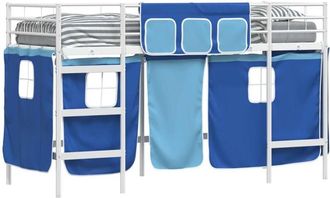 vidaXL Estructura De Cama Alta Para Ni&ntilde;os Con Cortinas Y Azul Vidaxl