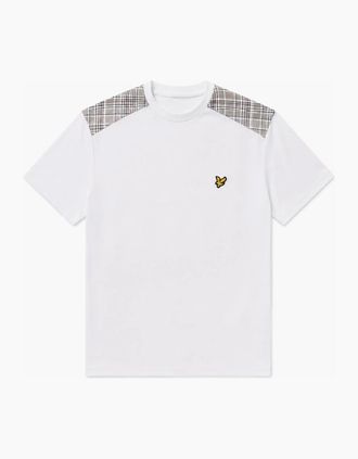 Lyle & Scott Mens Lyle & Scott Check Panelled T-Shirt WHITE - Size: 40