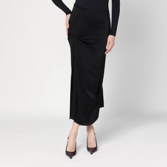 Victoria Beckham Black Midi Skirt With Draping