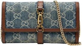 Gucci Pre-owned Cross Body Bags, female, Blue, Size: ONE SIZE Pre-owned Denim Wallet