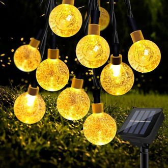 OEM Guirnalda De Luces Solares Para Exteriores, 11 M, 60 Led, Resistente Al Agua, 8 Modos, Ideal Para Jard&iacute;n, Patio Y Fiestas (blanco C&aacute;lido) -crezuo