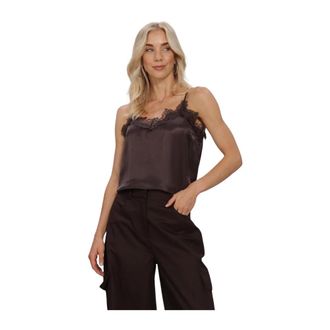 Copenhagen Muse Tops, Dames, Bruin, L, Satijn, Cmsilia Satin Top