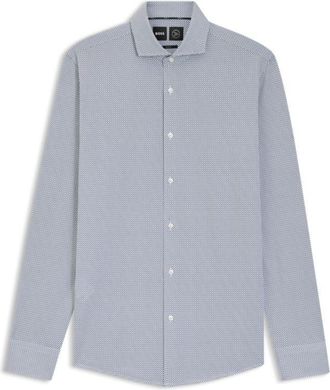 BOSS Printed slim-fit shirt in Italian-made performance-stretch jersey