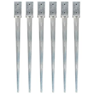 vidaXL Picas De Tierra 6 Unidades Acero Galvanizado Plateado 7x7x90 Cm Vidaxl