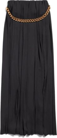 Balenciaga Geplooide Zwarte Rok met Messing Ketting - Dames - Maxi Rokken - Zwart - S - Polyester - Rokken
