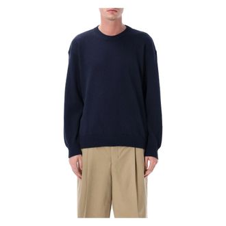 Roberto Collina Round-neck Knitwear, male, Blue, Size: XL Crewneck Sweater