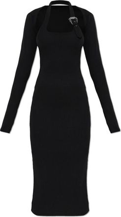 Versace Jeans Couture Geribbelde bodycon jurk - Dames - Casual kleedjes - Zwart - 2XS - Kleedjes