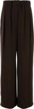 Jil Sander Satijnen broek met wijde pijpen - Dames - Wijde Broeken - Bruin - XS - Satijn - Broeken