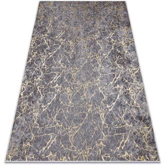 RugsX Rugsx - Alfombra Lavable Miro 11111.2103 M&aacute;rmol, Glamour Antideslizante - Gris Oscuro / Oro Grey 160x220 Cm