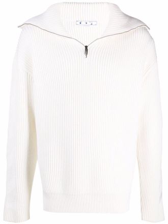Off-white zipped rib knitted jumper - men - Virgin Wool - M