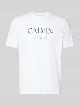 Calvin Klein T-Shirt mit Label-Print und Rundhalsausschnitt in Weiss, Gr&ouml;&szlig;e XXL