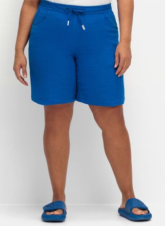 Sheego Bermudas SHEEGO, Damen, Gr. 46, Normalgr&ouml;ssen, blau (kobaltblau), 100% Baumwolle, unifarben, Hosen Bermudas