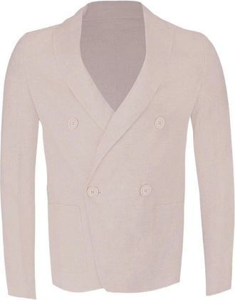Eleventy double-breasted linen blazer - Toni neutri