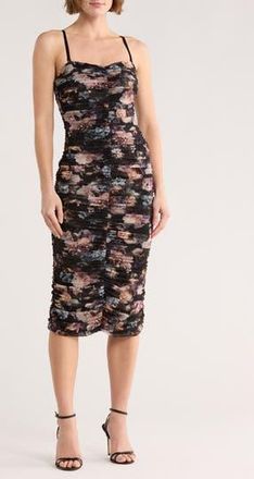 L'agence Caprice Midi Dress in Black Multi Vintage Oil Flower at Nordstrom Rack, Size 12