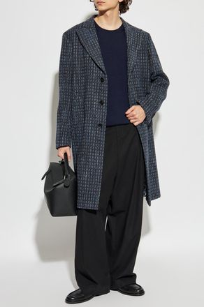 Etro Wool Coat, Mens, Navy Blue