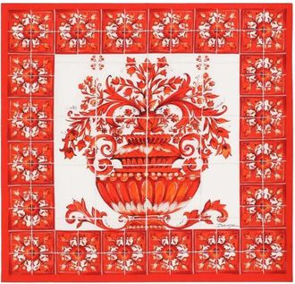 Dolce & Gabbana zijden twill sjaal met majolica-print, 90 x 90 cm