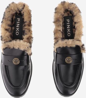Pinko Womens Leather Mules Nora 09 Black