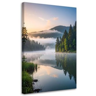 Feeby Cuadro En Lienzo, Paisaje Lago Monta&ntilde;as Naturaleza, 80x120
