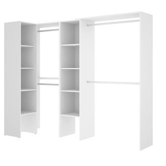 Dmora Guardaroba Quadro, Struttura Per Cabina Armadio Angolare, Mobile Appendiabiti Aperto Ad Angolo, 228x79h187 Cm, Bianco, Con Imballo Rinforzato - Dmora