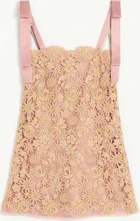 Valentino Short Guipure Dress with Fleur A Jours Flower Mix Woman BEIGE 38