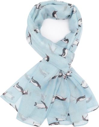 GlamLondon Penguin Scarf Winter Christmas Baby Penguins Birds Print Ladies Large Scarves Gift (Green)