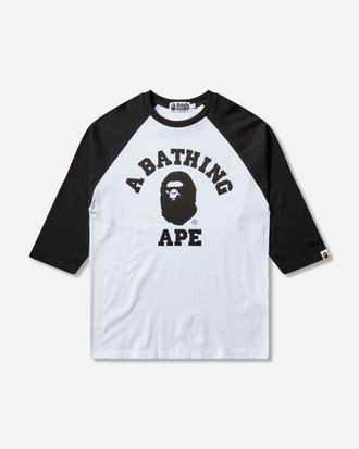 A Bathing Ape Men s College Raglan Regular Fit T-Shirt White