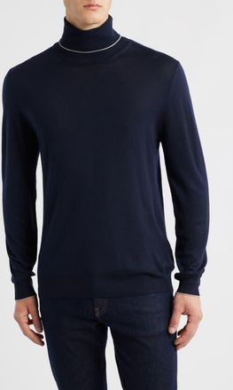 Canali Turtleneck Wool Sweater in Navy at Nordstrom, Size 46 Us