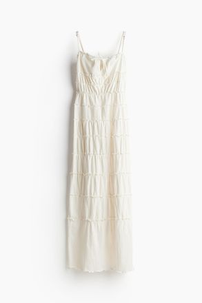 H&M Bodycon-Kleid mit Volantbesatz - Cremefarben