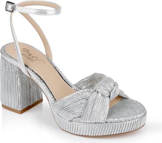 Badgley Mischka Tyler Ankle Strap Platform Sandal in Silver/Fabric at Nordstrom, Size 7.5