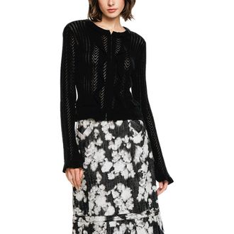 Anna Sui Victorian Pointelle Cardigan in Black at Nordstrom, Size X-Small