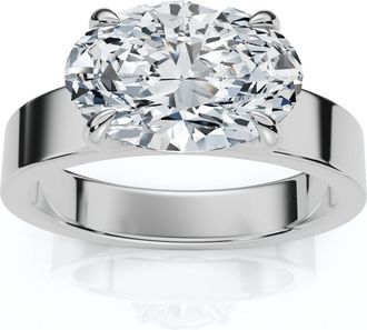 Pompeii3 Certified 2Ct Oval East West Cigar Band Solitaire Engagement Ring Lab Grown