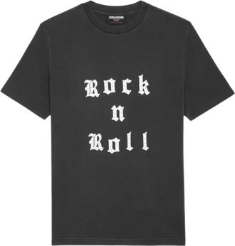 Zadig&Voltaire RocknRoll T-shirt met strass-steentjes - Dames - T-shirts - Zwart - XS - Katoen - Tops