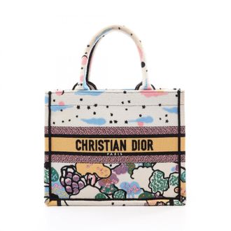 Dior Multi-Color White Canvas Handbag Tote Bag (Pre-Owned)