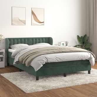 vidaXL Cama Box Spring Con Colch&oacute;n Terciopelo Verde Oscuro 140x200 Cm Vidaxl