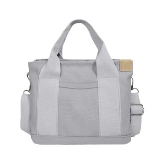 Generic Small Solid Bag Cute Canvas Bag Fashionable Convenience Bag Temperament Handbag Portable Storage Bag Shoulder Handbag with Multiple Compartments (Grey