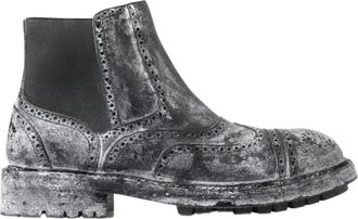 Dolce & Gabbana Brogue Chelsea Boots Versleten Leer