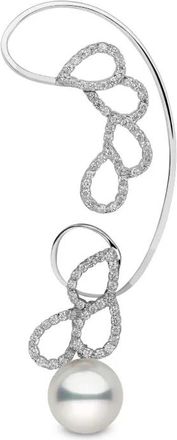 Yoko London Ear cuff in oro bianco 18 carati con diamanti e perla dei Mari del Sud - Argento
