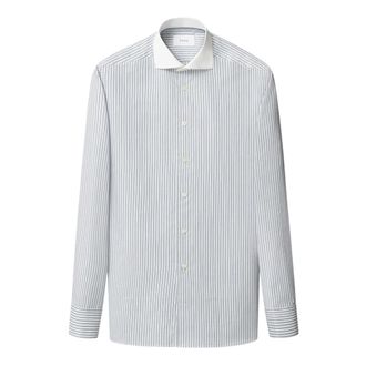 Eton Wit T-kraag Gestreept Slim Fit Signature Twill Overhemd - Heren - Zakelijke Overhemden - Veelkleurig - M - Katoen - Overhemden