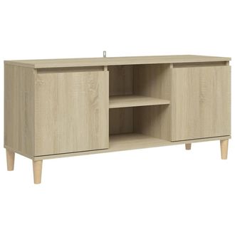 vidaXL Vidaxl - Mueble De Tv Patas Madera Maciza Roble Sonoma 103,5x35x50 Cm