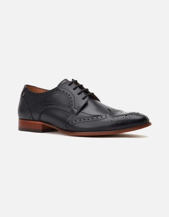 base Mens Base London Barbera Leather Mens Black Standard Brogues Shoes - Size: 10