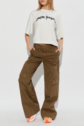 Palm Angels T-shirt With Printed Logo, Womens, White