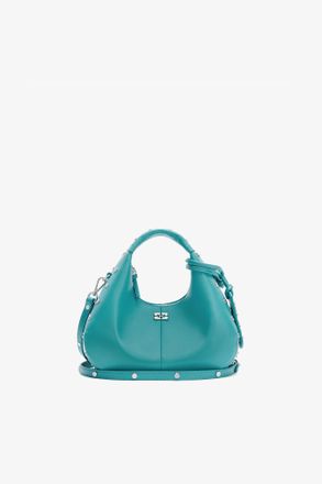 Ganni Baltic Mini Hobo Bag Studs in Blue