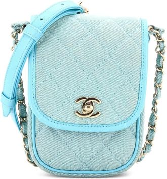 Chanel Flap Clutch with Chain Quilted Denim Mini shoulder bag - Blauw