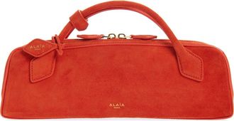 Alaia Le Teckel Suede East/West Clutch in Orange Brule at Nordstrom