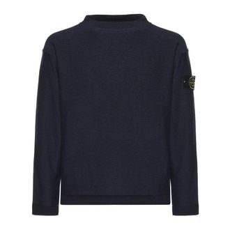 Stone Island Round-neck Knitwear, male, Blue, Size: XL Round-neck Knitwear