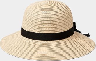 Simons Womens Ribbon and bow straw Cloche Hat