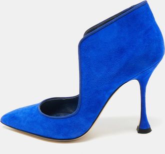 Manolo Blahnik Blue Suede Espedal Pumps