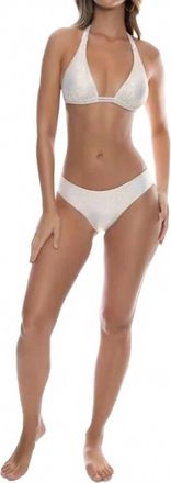 Luli Fama Luminous Seamless Full Ruched Back Bottom Bikini In Gold