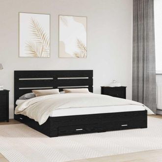 vidaXL vidaXL Struttura del letto Rovere Nero 180 x 200 cm Legno multistrato