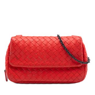 Bottega Veneta Tweedekans Mini Nappa Intrecciato Uitbreidbare Ketting Flap Crossbody